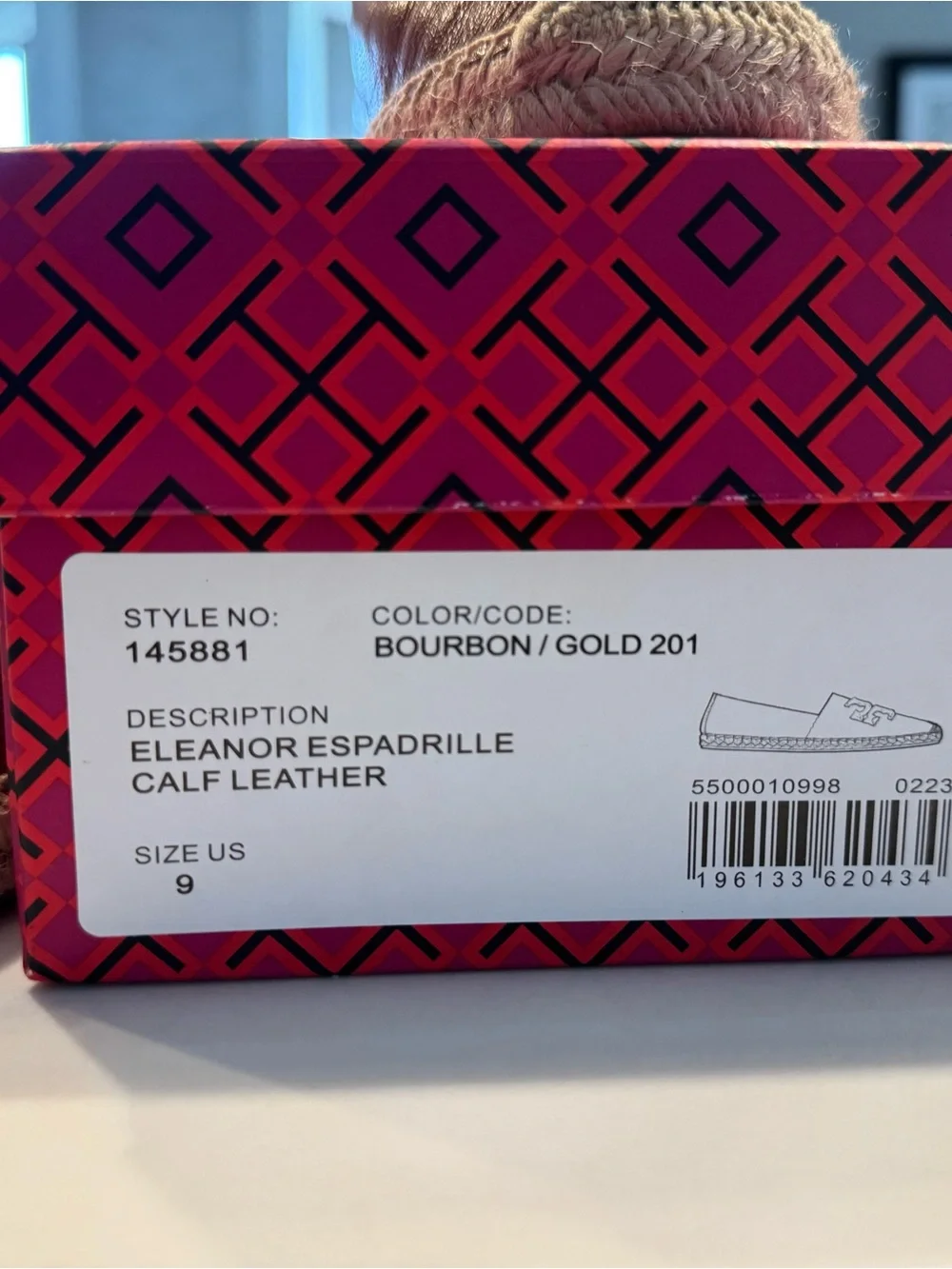 Tory Burch Tan Brown Leather Espadrille Eleanor Flats with Gold Logo